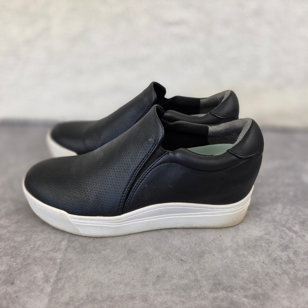 Dr. Scholls Womens Black Perforated Hidden Wedge Slip On Sneakers S2487